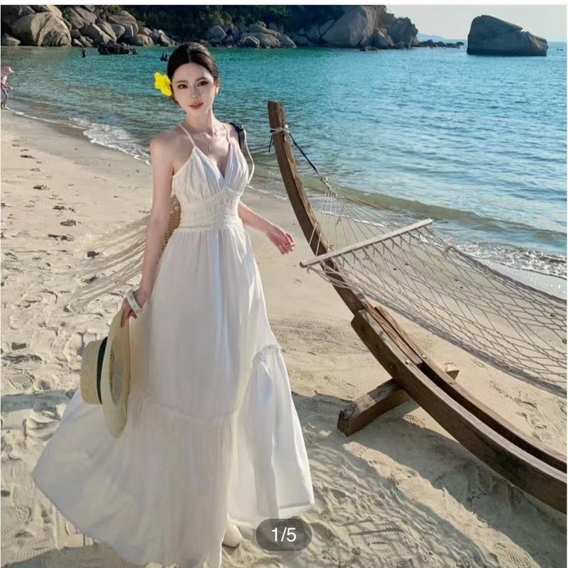 French Lace V-Neck Summer Dress